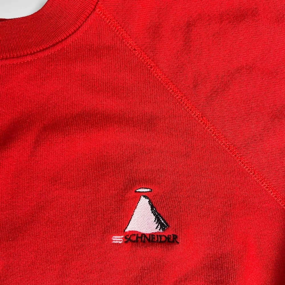 vintage red crewneck sweatshirt XXL sportswear activewear schneider logo Hanes - Picture 2 of 4